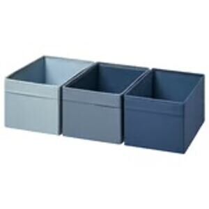 IKEA DRÖNA Box Set of 3 Blue Practical Fabric Storage Organizers